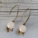 Серьги удлиненные с молочным кварцем