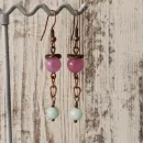 Серьги с розовым апатитом и амазонитом