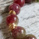 Браслет из кальцита и арбузного турмалина