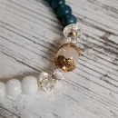 Браслет из дюмортьерита и моржовой кости с розовым кварцем