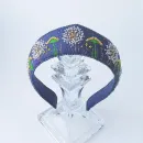 Ободок кокошник джинсовый вышитый бисером, ручная работа, размер универсальный, Ласковое лето