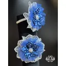 Комплект резинок для волос ручной работы Цветок синий