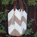 Сумка Магнолия из шнура с кожаной фурнитурой