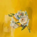 Картина розы на желтом фоне маслом