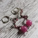 Серьги с розовым халцедоном и турмалином