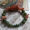 Браслет из нефрита с агатом и клубничным кварцем