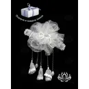 Заколка для волос ручной работы "Яблоневый цвет" белый. С подвесками.