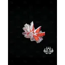 Резинка для волос ручной работы "Лотос" красно-белый в технике канзаши