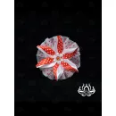 Резинка для волос ручной работы "Лотос" красно-белый в технике канзаши