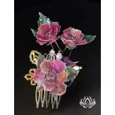Набор аксессуаров для волос ручной работы Стеклянные Цветы розовый. в технике Витраль.