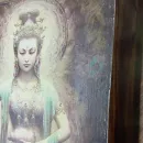 Картина Гуань-Инь на дереве ручной работы