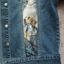 Куртка джинсовая с принтом ручной работы " Ковбойская", с белой лошадью