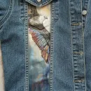 Куртка джинсовая с принтом ручной работы " Ковбойская", с белой лошадью