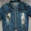 Куртка джинсовая с принтом ручной работы " Ковбойская", с белой лошадью