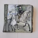 Джинсовый тонкий летний  жакет с принтом ручной работы с лошадьми " Огюст Ренуар