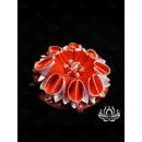 Заколка для волос ручной работы "Петуния" красный. Единственный экземпляр. Цветы Канзаши на волосы Ваши.