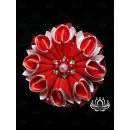 Заколка для волос ручной работы "Петуния" красный. Единственный экземпляр. Цветы Канзаши на волосы Ваши.
