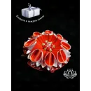 Заколка для волос ручной работы "Петуния" красный. Единственный экземпляр. Цветы Канзаши на волосы Ваши.