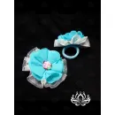 Комплект резинок для волос ручной работы "Незабудка" бирюзовый. комплект 2 шт. Единственный экземпляр. Цветы Канзаши на волосы Ваши.