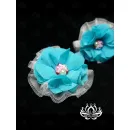 Комплект резинок для волос ручной работы "Незабудка" бирюзовый. комплект 2 шт. Единственный экземпляр. Цветы Канзаши на волосы Ваши.