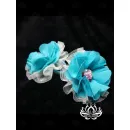 Комплект резинок для волос ручной работы "Незабудка" бирюзовый. комплект 2 шт. Единственный экземпляр. Цветы Канзаши на волосы Ваши.