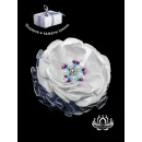 Резинка для волос ручной работы "Анемона" белый. Единственный экземпляр. Цветы Канзаши на волосы Ваши