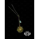 Шпилька для волос ручной работы "Аника" в технике Витраль. Золотистый. Единственный экземпляр. Цветы Канзаши на волосы Ваши.