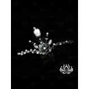 Гребень-заколка для волос ручной работы "Черёмуха" чёрный. в технике Витраль. Единственный экземпляр. Цветы Канзаши на волосы Ваши.