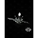 Гребень-заколка для волос ручной работы "Черёмуха" чёрный. в технике Витраль. Единственный экземпляр. Цветы Канзаши на волосы Ваши.