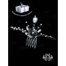 Гребень-заколка для волос ручной работы "Черёмуха" чёрный. в технике Витраль. Единственный экземпляр. Цветы Канзаши на волосы Ваши.