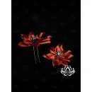 Комплект шпилек для волос ручной работы "Огонёк" 2 шт. Единственный экземпляр. Цветы Канзаши на волосы Ваши