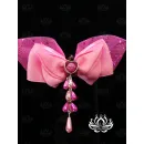 Заколка для волос ручной работы Бант "Барби" розовый. с подвеской. Единственный экземпляр. Цветы Канзаши на волосы Ваши