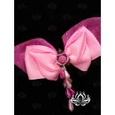 Заколка для волос ручной работы Бант "Барби" розовый. с подвеской. Единственный экземпляр. Цветы Канзаши на волосы Ваши