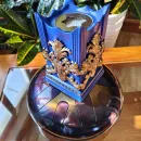 Биокамин "Барокко" интерьерный, настольный, ручная работа, синий