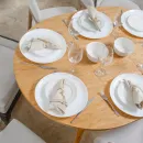 Круглый, раздвижной стол. Дубовый шпон, массив ясеня