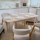 Прямоугольный, раздвижной стол. Дубовый шпон, массив ясеня