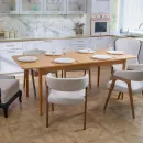 Прямоугольный, раздвижной стол. Дубовый шпон, массив ясеня