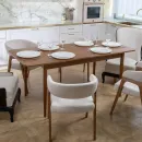 Прямоугольный, раздвижной стол. Дубовый шпон, массив ясеня