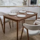 Прямоугольный, раздвижной стол. Дубовый шпон, массив ясеня