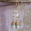 Серьги с пренитом и хрусталем