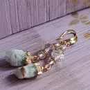 Серьги с пренитом и хрусталем