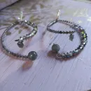 Серьги с лабрадором и раухтопазом