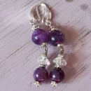 Серьги с чароитом и хрусталем