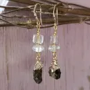 Серьги с раухтопазом и хрусталем