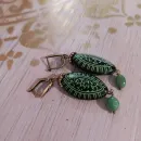 Серьги с бусинами ваджра и нефритом
