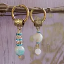 Серьги конго с нефритом и розовым кварцем