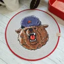 Салфетка для сервировки стола плейсматы подставки под горячее. Диаметр 30 см, рисунок медведь