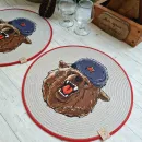 Салфетка для сервировки стола плейсматы подставки под горячее. Диаметр 30 см, рисунок медведь