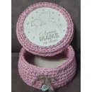 Корзинка ручной работы вязанная из шнура с деревянным дном и крышкой