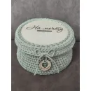 Корзинка ручной работы вязанная из шнура с деревянным дном и крышкой